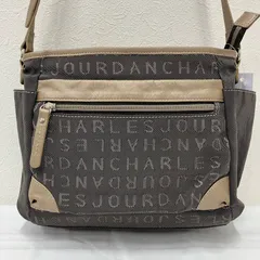 1015　CHARLES JOURDAN　シャルルジョルダン　 ショルダーバッグ　斜めがけ　紐調節可能　 ロゴ　総柄　グレージュ×ゴールド系　ナイロン　 レザー　レディース