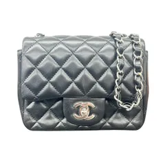 CHANEL 美品 シャネル ミニマトラッセ チェーンショルダーバッグ ラムスキン A35200 30番台シリアル レザー シルバー金具 ロゴ マトラッセ17 ポシェット クロスボディ ココマーク ABランク 鑑定済 中古 シャネルバッグ