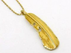 316L☆ゴールド☆特殊24金コーティング☆フェザーネックレス - メルカリ