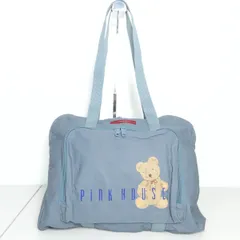 ピンクハウス★可愛い！くまさんプリント　容量大きめバッグ　レッスンバッグ　青系　＊ba083のサムネイル