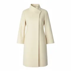72c24 フランス製 BALENCIAGA ヴィンテージ バレンシアガ デザインウールコート KIMONO DESIGN COAT フリーサイズ クリーム レディース 着物デザインk02iのサムネイル