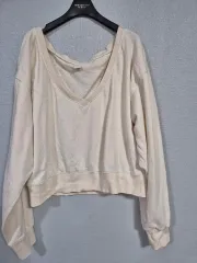 Vネック クロップド スウェット Free!