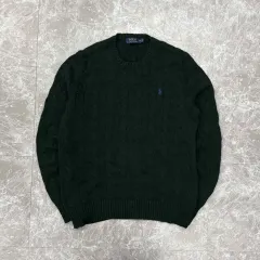 ポロ ラルフローレン 緑 ケーブル メンズ LINE ニット (S)
