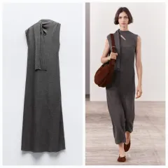 Youtuber チェ실長オススメ ZARA スカーフ リボン結び ニット ONE PIECE