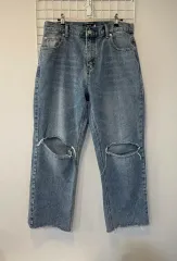 (送料無料)66GIRLS レディース インディゴ ワイド ダメージデニム ズボン XXL