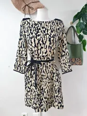 ZARA(ザラ) ポケット ミニワンピース アニマルプリント 55 黒 アイボリー S