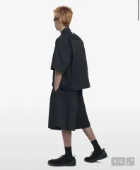 NOMANUAL(ノーマニュアル) バミューダ ピンタック パンツ ブラック -S