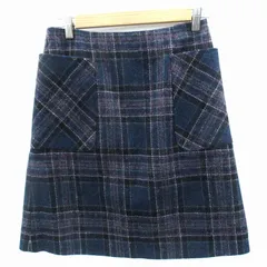 クミキョク 組曲 KUMIKYOKU フレアスカート ひざ丈 チェック柄 2 マルチカラー 紺 ネイビー /SM35