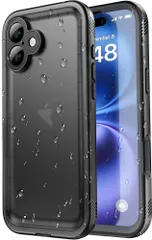 SPORTLINK iPhone 16 Plus 用 防水ケース iPhone 16 Plus 用 ケース 完全防水 IP68規格防水等級 防雪 防塵 耐衝撃 360°全面保護 ワイヤレス充電 フェイスID 認証対応 カメラ調整ボタン 操作便利 超薄型