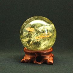 極上!破格! ルチルクォーツ 置物 原石 木製台座付 - メルカリ