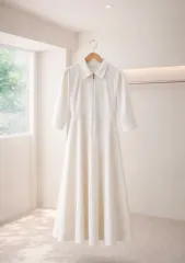 ショップ整理特価／ゲストルック カラ ロング丈ワンピース／アイボリー／新品／ショップ整理