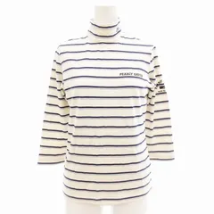 パーリーゲイツ PEARLY GATES Tシャツ カットソー タートルネック プリント ボーダー 7分袖 1 M アイボリー /AE
