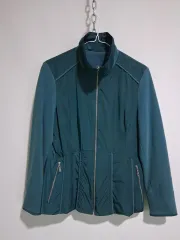 ブルーグリーン バイカラー ジップアップ ジャケット