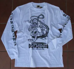 【最終入荷分】限定コラボ企画！ラットフィンクとムーンアイズがタッグを組んだ！RAT・FINK（USA）×MOON・EQUIPPED！ロングスリーブ・Ｔシャツ「RATFINK×MOON」（ホワイト）のサムネイル