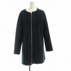 アーバンリサーチ サニーレーベル URBAN RESEARCH Sonny Label ノーカラーフェイクムートンコート ミドル 裏起毛 36 紺 ネイビー LA77-27F903 /RO