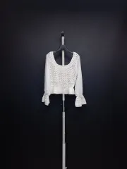 ZARA ザラ 春 夏 チュウ エンブロイダリースクエアネック ショート ブラウス 55