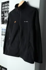 Columbia ジップアップ ウィンドブレーカー アウター ジャケット フリース ブラック-1573E