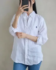 POLO RALPH LAUREN ポロラルフローレン ユニセックス クラシックフィット リネン シャツ S 白