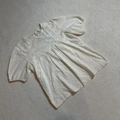 森ガール ベージュ半袖ブラウス