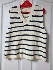 ザラ ストライプ Vネック ニット ベスト