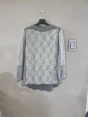 GIO+ レース ニット シフォン ミックス ブラウス (40)