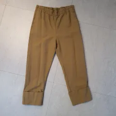 カーキ色 ロールアップ バンディング ズボン M