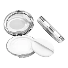 コンパクトパウダーケース ルースパウダー 容器 シルバー 厚さ1.6cm 5g超薄型 パフ付き ミラー付き 小型 ファンデーションケース 化粧直し コスメ用 便利 収納アイテム 携帯