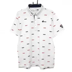 ルコックゴルフ 半袖ポロシャツ 白×ネイビー×レッド 総柄 ボタンダウン メンズ LL ゴルフウェア le coq sportif