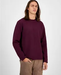ゲス メンズ アウター ニット・セーター クルーネック セーター ロゴ GUESS Mens Quattro G Logo Crewneck Sweater Regal Plum プラムのサムネイル