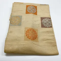 ［7357］名古屋帯 花菱御天井柄 九寸 正絹 着物 アンティーク