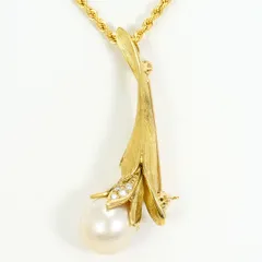 K18YG ネックレス 南洋真珠 ダイヤモンド 0.04ct カード鑑別書 総重量約12.2g 約45cm