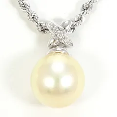 K18WG ネックレス 南洋真珠 ダイヤモンド 0.02ct カード鑑別書 総重量約6.7g 約61cm