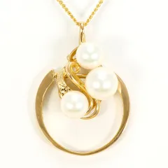 K18YG ネックレス アコヤ真珠 カード鑑別書 総重量約7.0g 約38cm