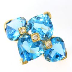 K18 ダイヤが動くデザイン☆ブルートパーズリング＃13.5 - メルカリ