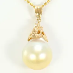 K18YG ネックレス 南洋真珠 ダイヤモンド カード鑑別書 総重量約8.2g 約45cm