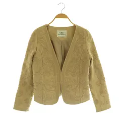 グレースコンチネンタル GRACE CONTINENTAL ノーカラージャケット 刺繍 総柄 36 ベージュ /MY ■OS