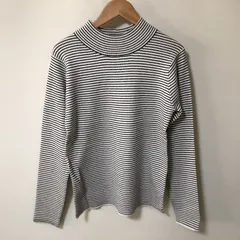 E254　新品　GLOBAL WORK　メルティ リブハイネック プルオーバー　ニット　ボーダー柄　M　グローバルワーク