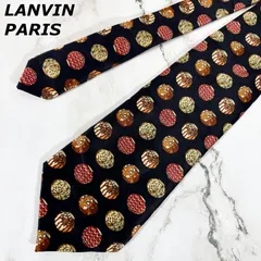【極美品】ランバン LANVIN PARIS ネクタイ シルク100% 総柄 ヴィンテージ vintage
