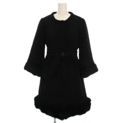 アプワイザーリッシェ Apuweiser-riche 22AW ロングコート ウール ノーカラー アウター 1 黒 ブラック 袖ファー 72203500 /YM