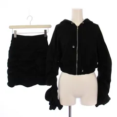 バブルス BUBBLES セットアップ 上下 ギャザーパーカー ジャケット ジップアップ タイトスカート ミニ丈 F 黒 BS71313 /BM