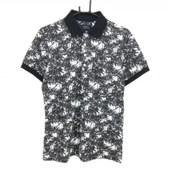 パーリーゲイツ 半袖ポロシャツ ネイビー×白 ヤシの木総柄 メンズ 4(M) ゴルフウェア PEARLY GATES