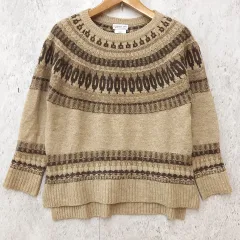 CIAOPANIC TYPY チャオパニックティピー ノルディック柄 クルーネック ニット ユニセックス ベージュ ブラウン Fサイズ ◎、◇〇☆