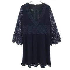 GRACE CONTINENTAL グレースコンチネンタル 長袖 レース ミニワンピース 38 ネイビー レディース 古着