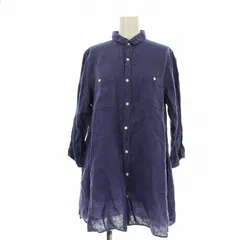 Brocante ドミンゴブロカン リネンシャツ ブラウス 7分袖 チュニック 3 青 ブルー  36-073L /OR 