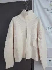 ジュシジュディ アイボリー ニット ジップアップ カーディガン