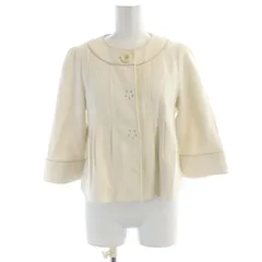 ロイスクレヨン Lois CRAYON ノーカラージャケット 七分袖 クロップド丈 裏地ドット アウター M アイボリー 14001045 /RO