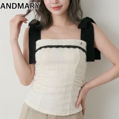 トップス andmary Samantha ribbon tops ivory ANDMARY】Samantha ribbon tops