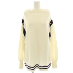 スローブ イエナ SLOBE IENA  ニット セーター アンゴラ ウール混 白 ホワイト 紺 ネイビー 長袖 ボートネック 肩ラインボタン /HN