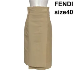 ●◇ フェンディ FENDI ロングスカート ラップデザイン Iライン 異素材 パンチング ベージュ モヘア ウール 40 L 11号 レディース S6C579のサムネイル