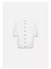 ZARA ザラ リー リボン シルバー ボタン 半袖 アンゴラ ニット ファー カーディガン ジャケット